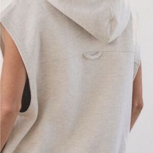 Free People Cream Sleeveless Hoodie